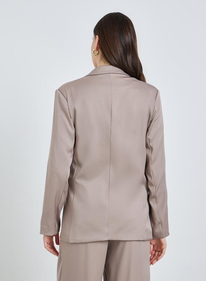 Styli Women Beige Regular Fit Belted Blazer - Image 4